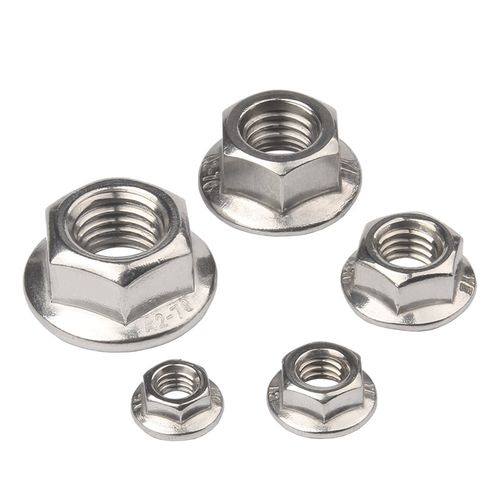 盒装304不锈钢六角法兰面螺母防滑带垫螺丝帽防松螺帽M3M4M5M6M8