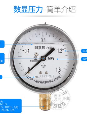 YN60耐振径向抗震液压水气压真空表负压表YN100耐震压力表直销