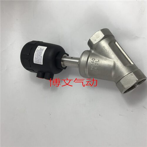 304不锈钢气动角座阀Y型高温蒸汽丝口阀门DN15 20 25 4分6分1寸