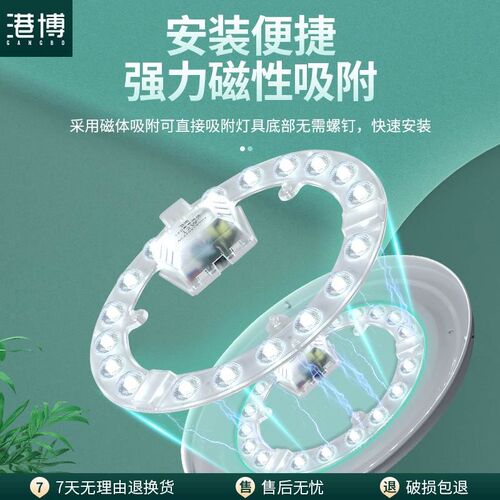 港博吸顶灯led灯芯家用替换光源透镜I模组环形灯板节能灯泡光源