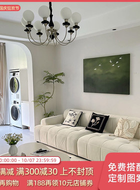 轻法式中古风绿色风景小众装饰画高级感极简客厅书房挂画组合壁画