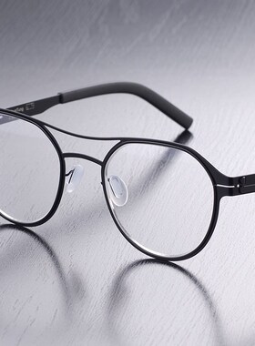 眼镜框男无螺丝女可配度数超轻全框金属银色黑色镜片专业X配镜CT2