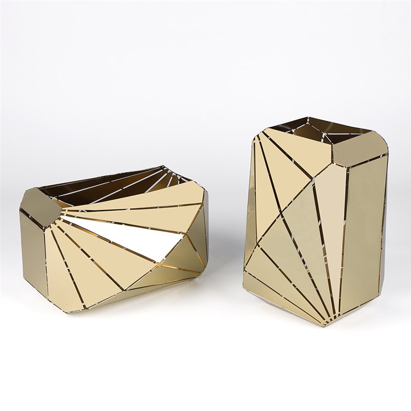 高级感轻奢不锈钢不规则花器干花插花装饰品摆件工艺品