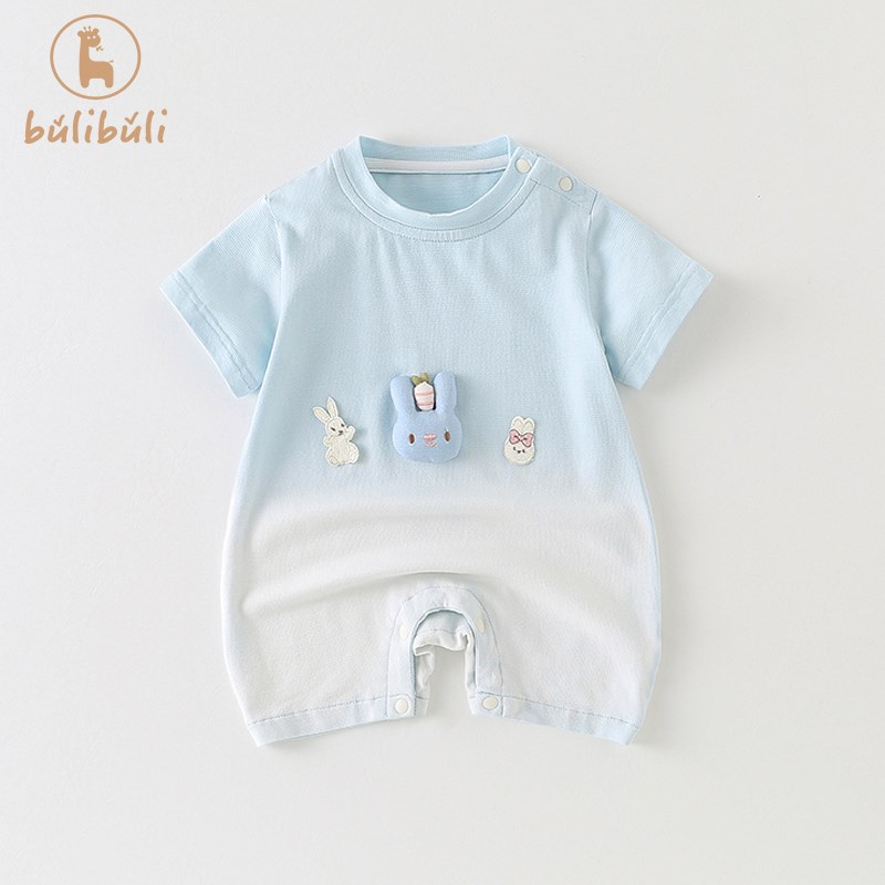 婴儿衣服夏装2025新款宝宝短袖连体衣夏季薄款超萌可爱哈衣爬爬服