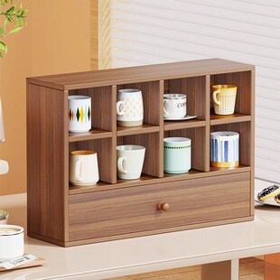 实木多功能分格储物架子餐桌旁杯子收藏柜客厅茶几上咖啡置物架子