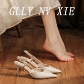 配裙子细跟单鞋 仙女风纯欲斩男后绊带高跟鞋 女百搭真皮包L头凉鞋