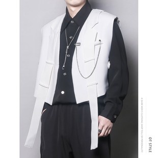 西装 外套个性 马甲男背心男潮牌 解构设计感发型师夜场无袖 小众个性