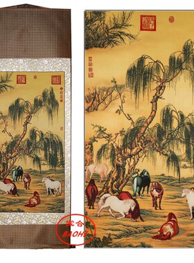 蔚县剪纸中国风特色礼品彩色套色郎世宁名画福禄寿喜画出国送老外
