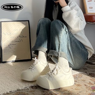 运动休闲鞋 树上有个桃厚底板鞋 百搭轻便增高小白鞋 春季 女2024新款