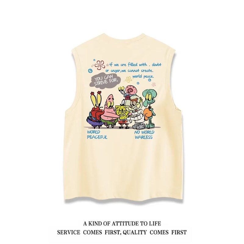 重磅纯棉日系动漫印花无袖t恤情侣装宽松夏季潮流超火坎肩背心男,男装,背心,淘宝优惠券,粉丝福利购,淘宝优惠卷