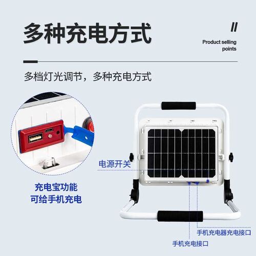 充电超亮lefd夜市摆摊灯地摊灯户外露营应急灯手提便携充电投光灯