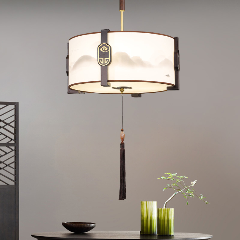 新中式吊灯实木仿古中国风禅意2021酒店包房茶室卧室客厅灯餐厅灯