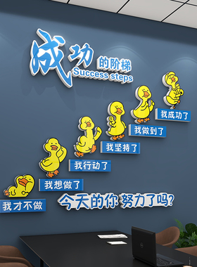 公司励志标语企业文化墙高级感办公室墙面装饰氛围布置成功的阶梯