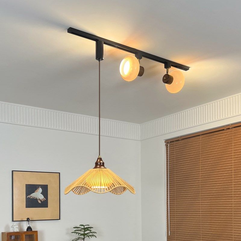 新款中古风可移位轨道餐厅t射灯侘寂复古吧台玻璃吊灯可调节DIY灯,家装灯饰光源,餐厅吊灯,淘宝优惠券,粉丝福利购,淘宝优惠卷