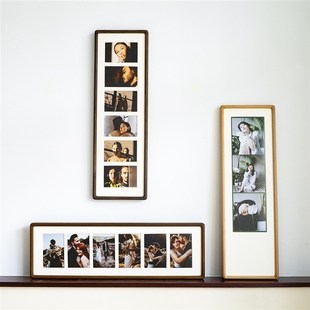 长条实木榫卯多张组合情侣婚纱写真带照片六联相框摆台来图定做