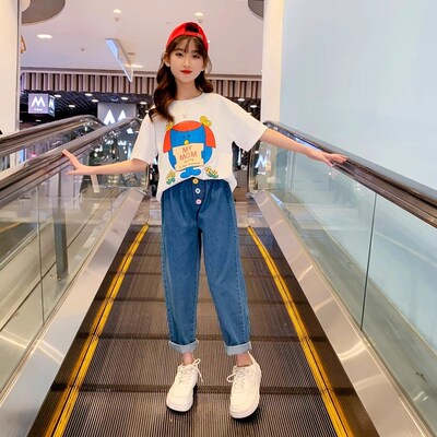 女童短袖短裤套装韩版宽松夏季时尚女装两件套网红休闲运动套装女