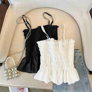 打底衫 吊带背心女大码 遮肚子胖mm女装 可拆卸肩带裹胸短款 上衣 夏装