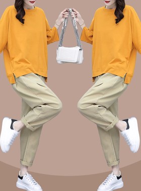 休闲套装女时尚显瘦2024夏季新款胖mm遮肉上衣活泼减龄两件套微胖