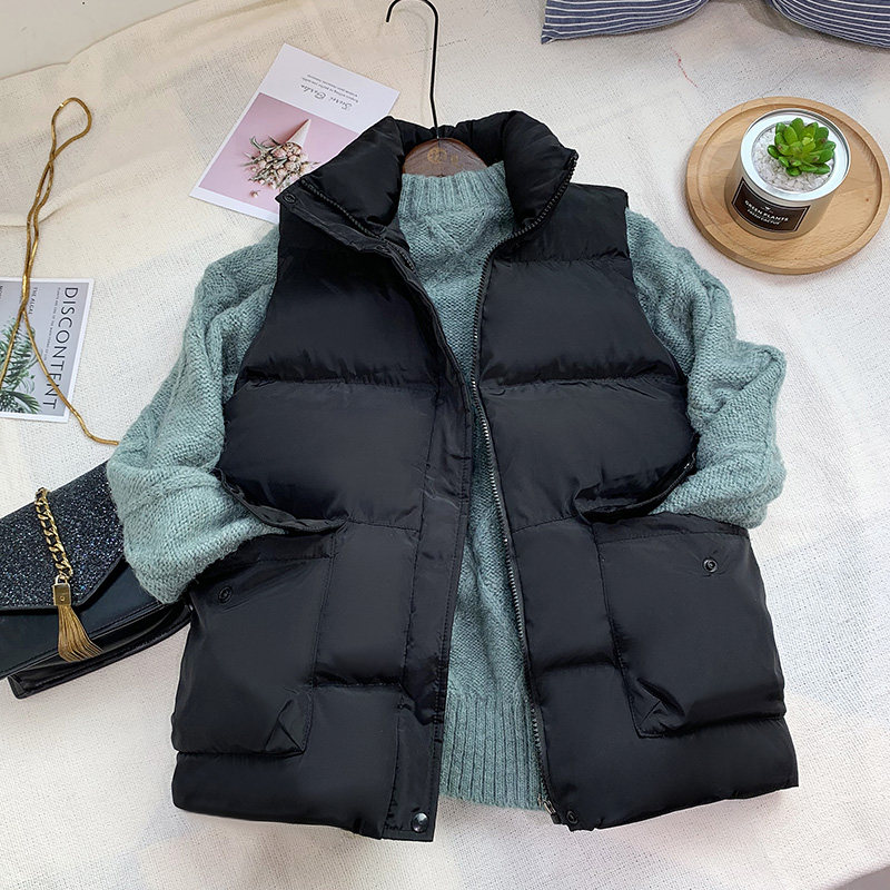 2021冬新款羽绒棉马甲女短款坎肩背心外套面包服棉马夹袄韩版休闲