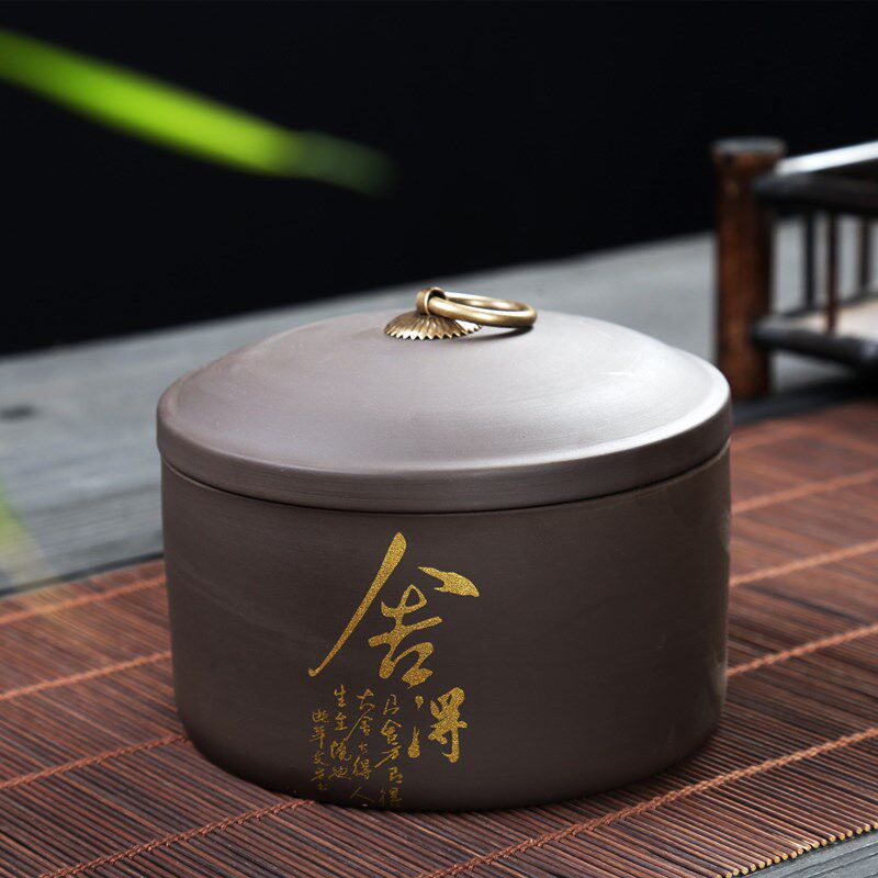茶仓紫砂茶叶罐家用密封罐普洱储存罐防潮大号醒茶罐茶具茶道配件
