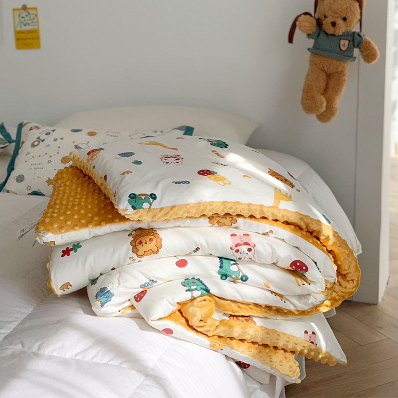 a类全棉60支豆豆绒被子纯棉儿童卡通单人秋冬被芯加厚幼儿园春秋