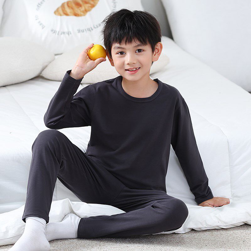 男童内衣套装纯棉儿童修身秋衣秋裤薄款保暖套装红色本命年棉毛衫