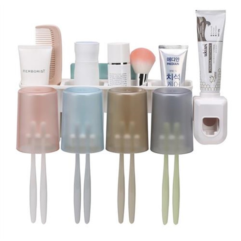 牙刷置物架免打孔漱口刷牙杯挂墙式卫生间吸壁式壁挂牙具套装