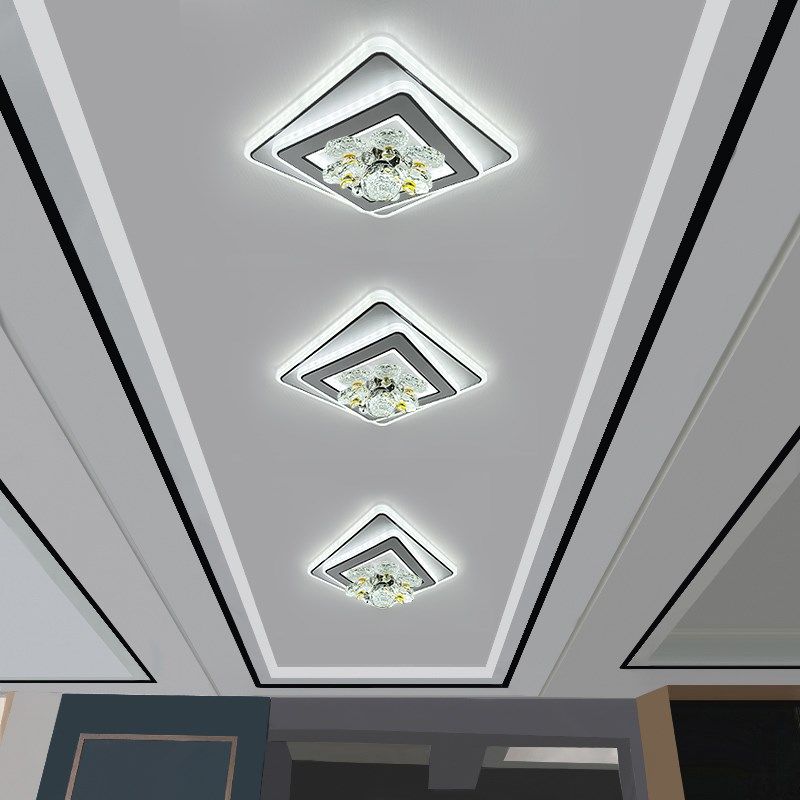 LED水晶过道灯走廊灯嵌入式入户玄关阳台天花灯现代简约2023年新