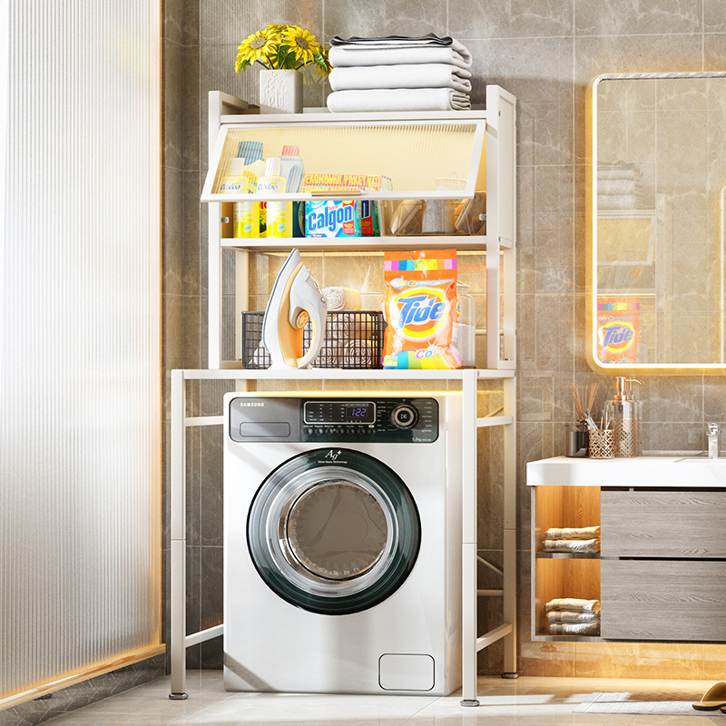 带柜门滚筒洗衣机上方置物架多功能卫生间架子多层阳台收纳储物柜
