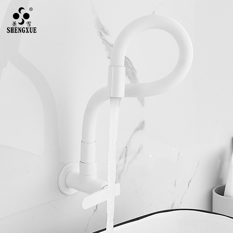 白色单冷入墙式拖把池水龙头加长阳台洗衣拖布池万向防溅水可旋转,家装主材,拖把池龙头,淘宝优惠券,粉丝福利购,淘宝优惠卷