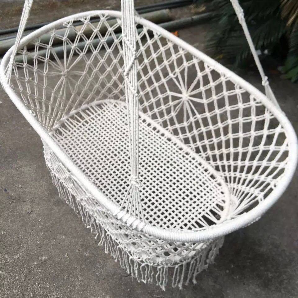 田园风棉绳编织摇篮婴儿床