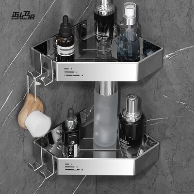 浴室三角置物架免打孔304不锈钢厕所转角三角篮小尺寸卫生间收纳