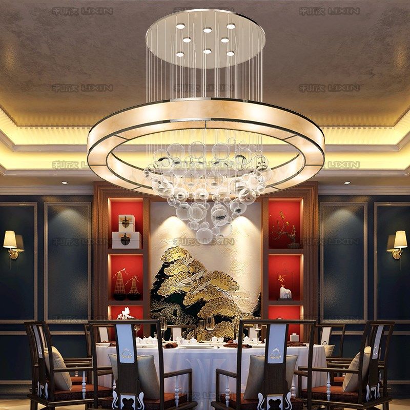 新中式吊灯饭店包厢灯酒店大堂宴会厅包间别墅大厅餐厅圆形大吊灯