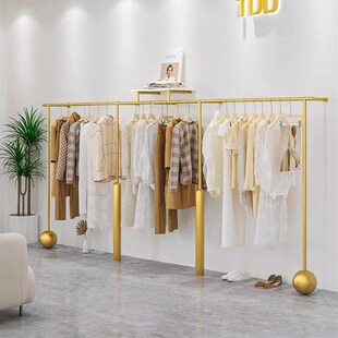 服装店展示架上墙铁艺金色挂衣架专用网红陈列架S男女装店货架定