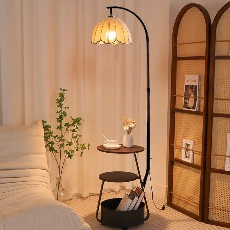 中古客厅落地灯创意沙发边高级感床头置物茶几卧室复古落地台灯,家装灯饰光源,置物功能落地灯,淘宝优惠券,粉丝福利购,淘宝优惠卷