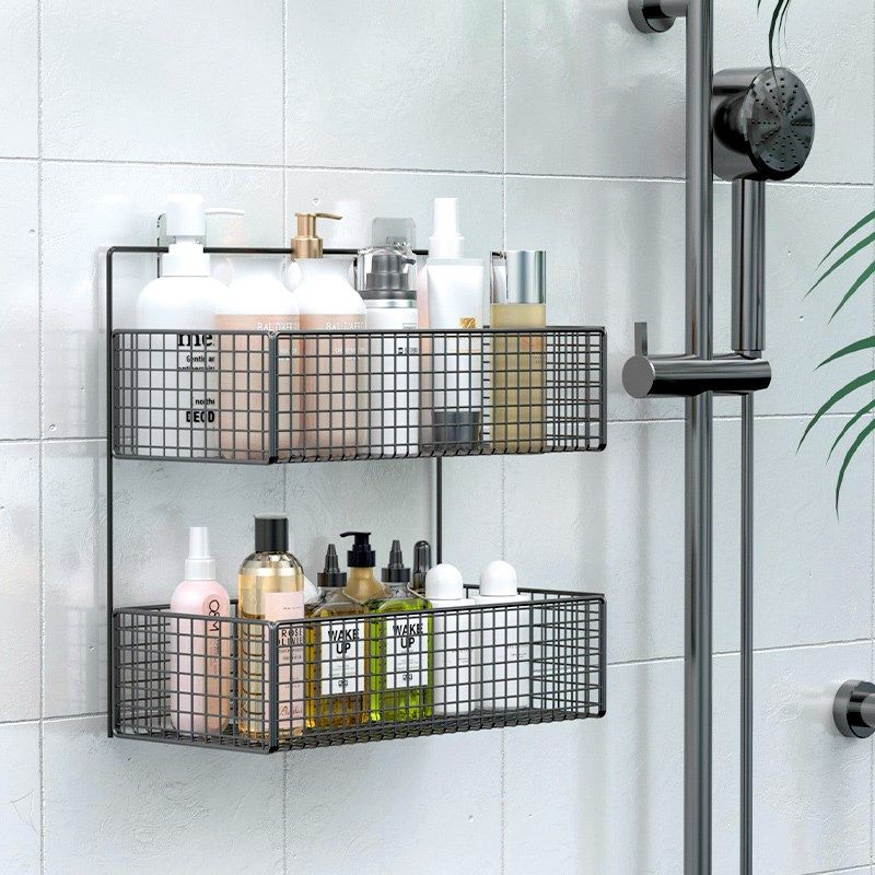 浴室置物架免打孔洗漱台墙上洗澡收纳厕所洗手间卫生间神器壁挂式