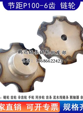 工业链轮 节距P100-6齿/7齿z/8齿 大节距链轮 配用木工链条 现货