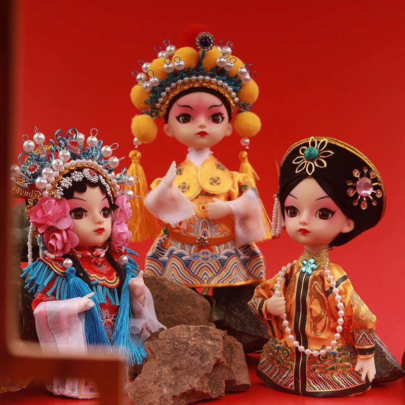国潮绢人娃娃diy材料中国风戏曲人物暖场活动创意家居摆件送老外