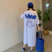 纯棉宽松中长款 T恤裙2024新款 大码 欧货大版 胖mm短袖 连衣裙夏200斤