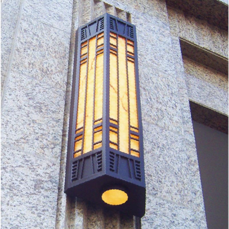 户外中式仿云石长形led壁灯60W人体感应外墙防潮室外迎宾照明路灯