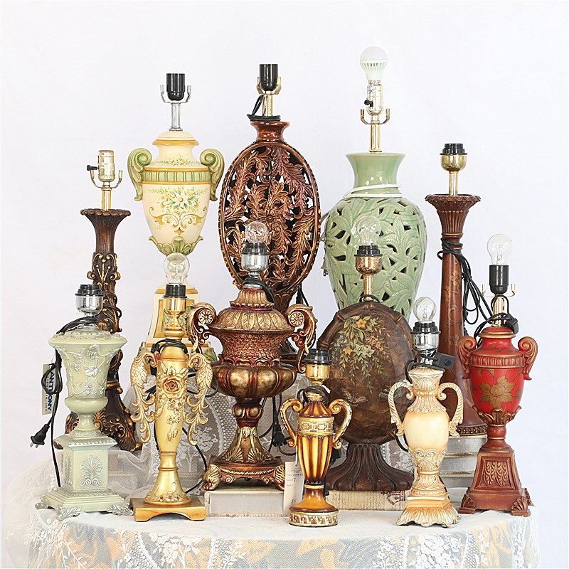 孤品-欧式复古客厅台灯座民宿家居装饰轻奢美式古典卧室床头柜灯
