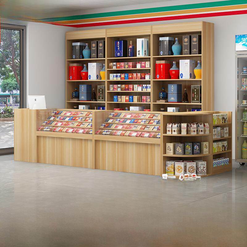 超市收银台玻璃烟柜组合可定制烟酒展示柜便利店烟酒专卖香烟柜台