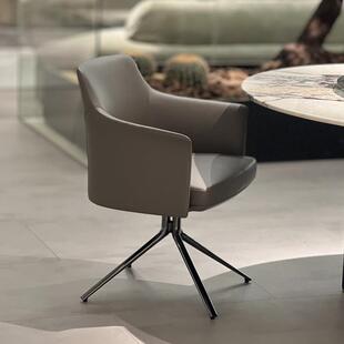 意式极简设计师可旋转带扶手poliform餐椅售楼处接待洽谈椅书桌椅
