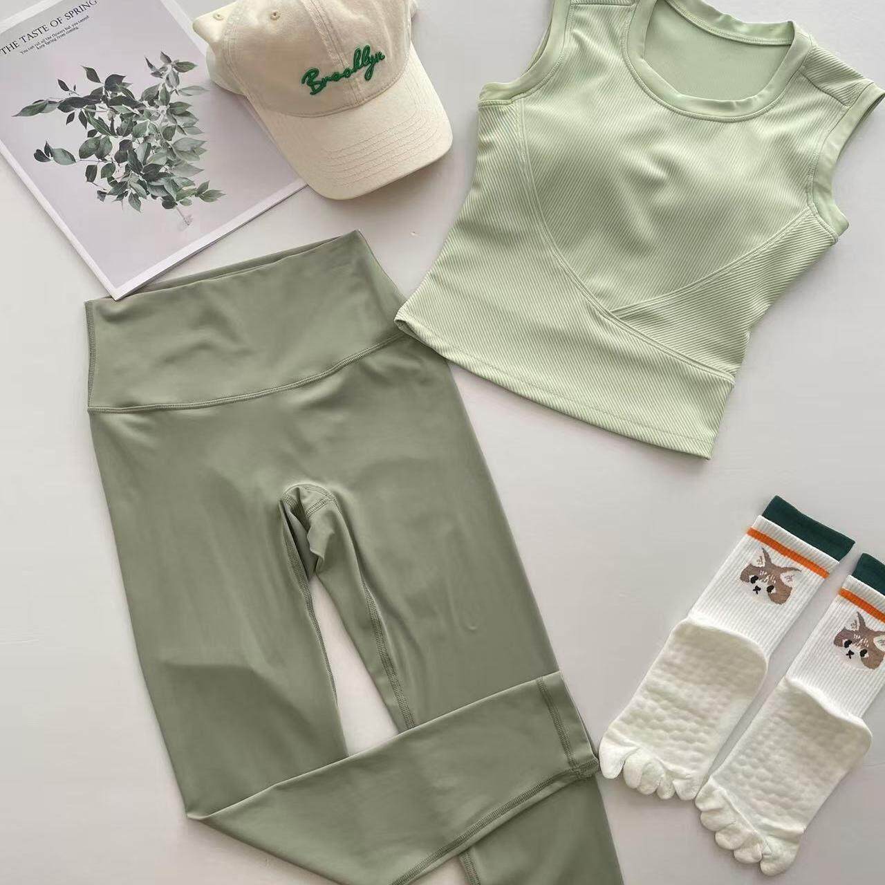 罗纹运动内衣女无袖瑜伽背心固定杯胸垫瑜伽服上衣236/853