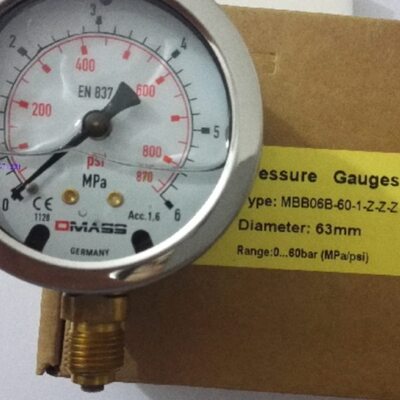 压力表DMASS德玛仕EN837-1德国耐震YN60 MBB06B-060-1-Z 6MPA