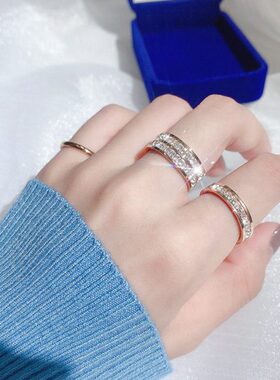 适合手粗的大码戒指胖mm大号加肥加大镶钻时尚个性食指胖手指环潮