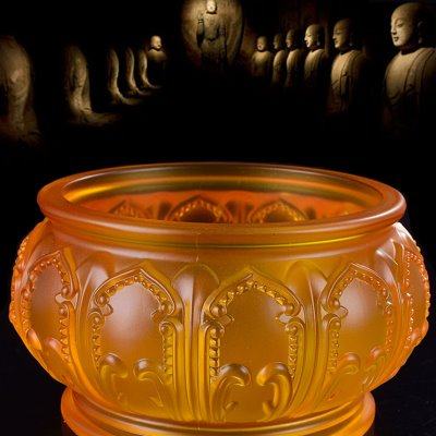 佛具仿琉璃吉祥花插香炉莲花香炉盆供佛用品香薰炉奉神香炉碗包邮