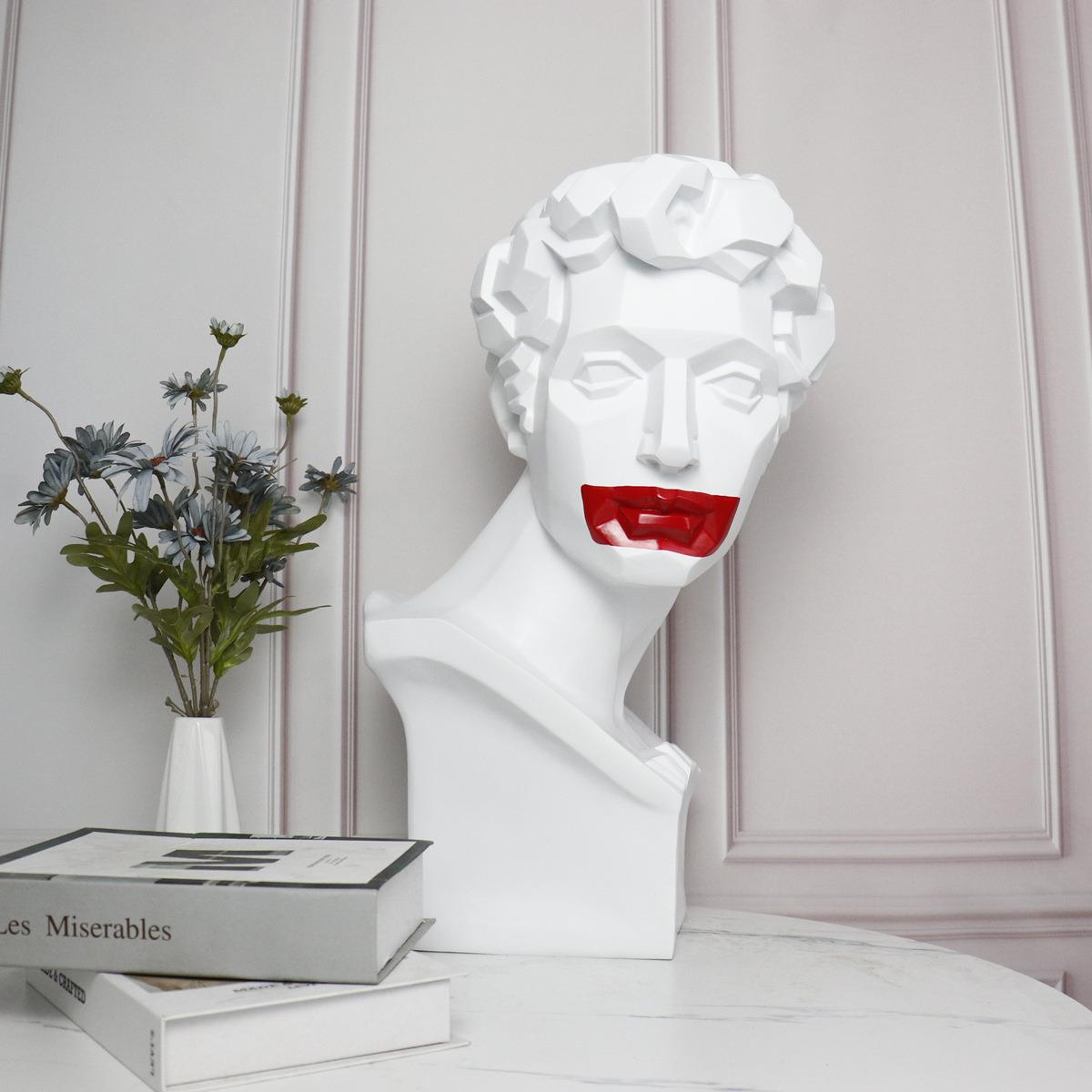 艺术人像雕塑大卫树脂创意玄关客厅电视柜样板房装饰品人物摆件