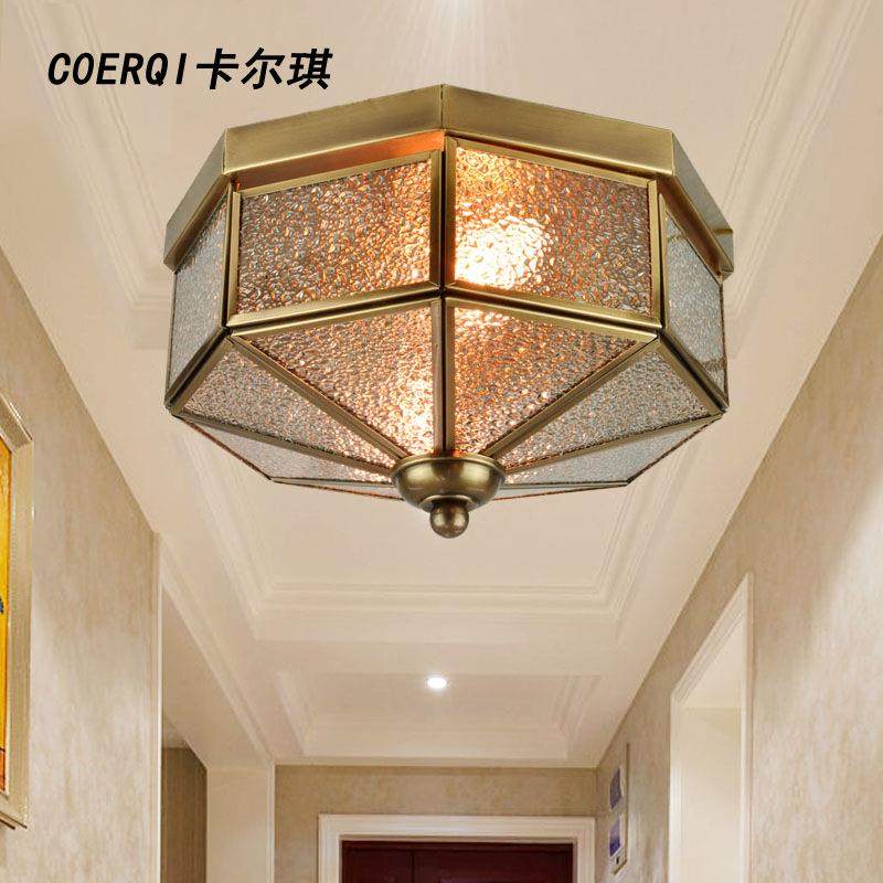 顶灯面包灯led全铜钻石吸顶灯欧式卧室阳台过道灯玄关灯走廊灯