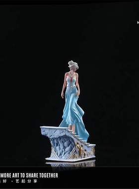 —汇艺MoreArt1:64 粉白色  蓝色冰公主仿真人偶树脂人偶模型